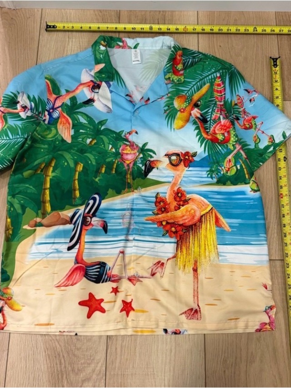 π¦©π΄π Menβs Tropical Flamingo Hawaiian Shirt XL Beach Vacation Button Up - Picture 4 of 4